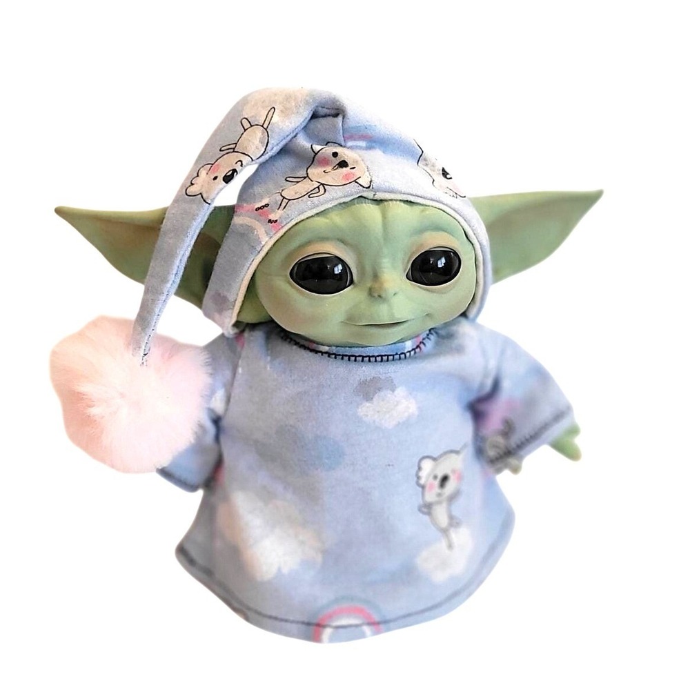Koala Bear Hat & Robe set for 7.5" Grogu Yoda talking Hasbro doll Rainbow Pastel